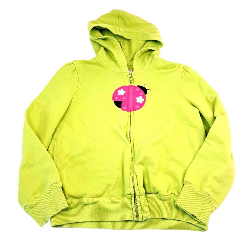 Gymboree Full Zip Hoodie Girls M 7/8 Green Lady Bug‎ Summer